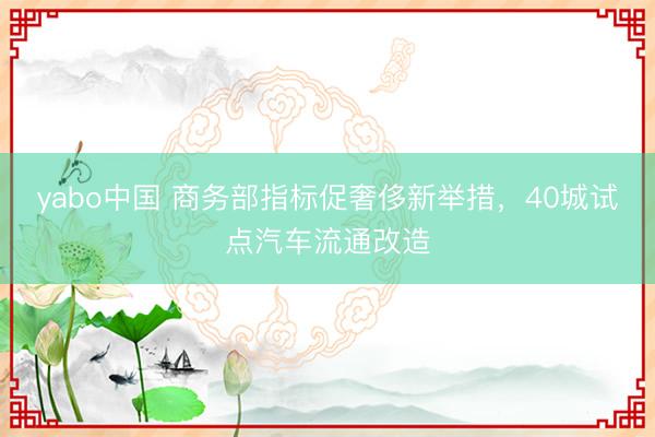 yabo中国 商务部指标促奢侈新举措，40城试点汽车流通改造
