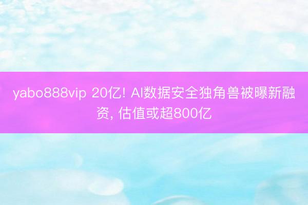 yabo888vip 20亿! AI数据安全独角兽被曝新融资， 估值或超800亿