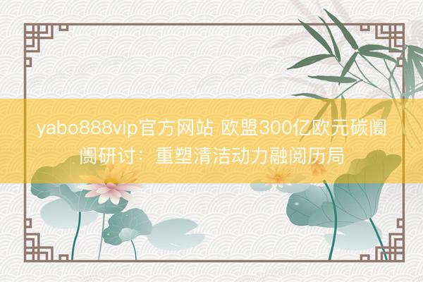 yabo888vip官方网站 欧盟300亿欧元碳阛阓研讨：重塑清洁动力融阅历局