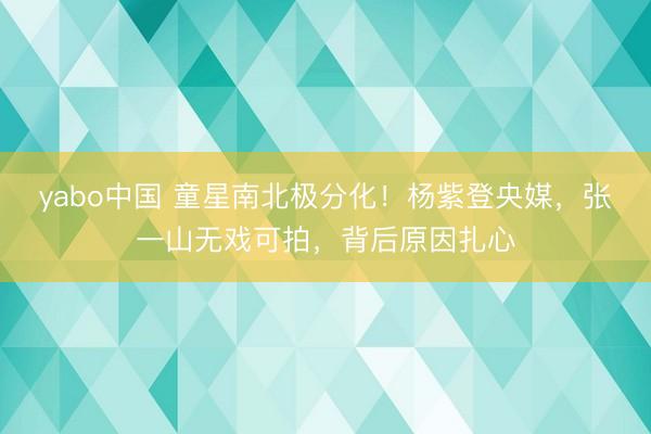 yabo中国 童星南北极分化!杨紫登央媒,张一山无戏可拍,背后原因扎心